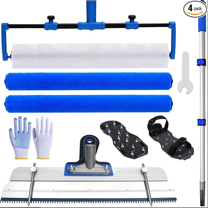 18-Inch Self-Leveling Cement Tool Kit, Upgraded Spike Roller Set by BERXOL