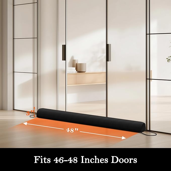 Sunolga Door Draft Stopper, Removable Washable Cover, Blocks Hot and Cold Air - Image 2