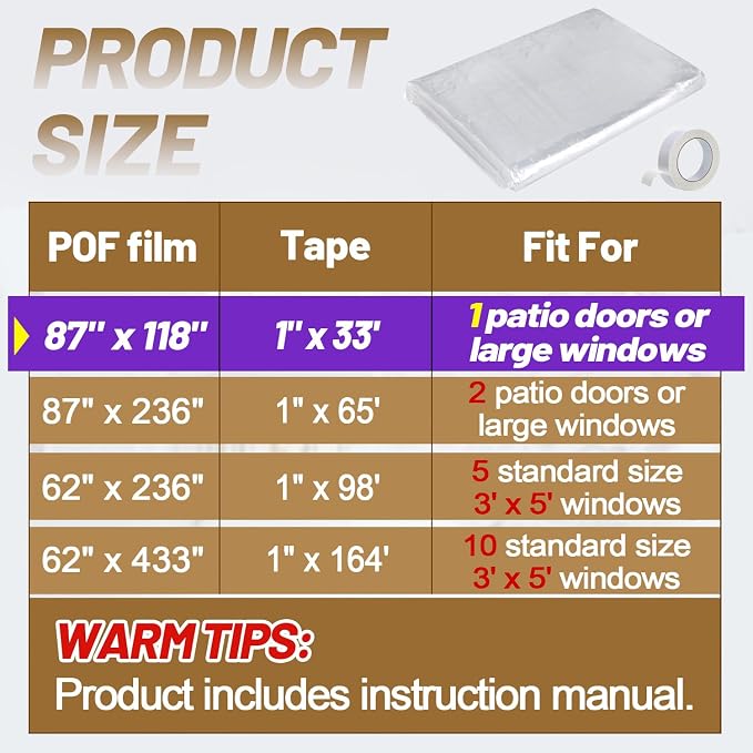 87×118in Patio Door Window Insulation Kit - Image 2
