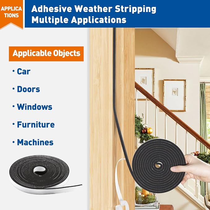 MAGZO Door Weather Stripping, 1/2 Inch W X 1/8 Inch T X 198 Ft Total - Image 6