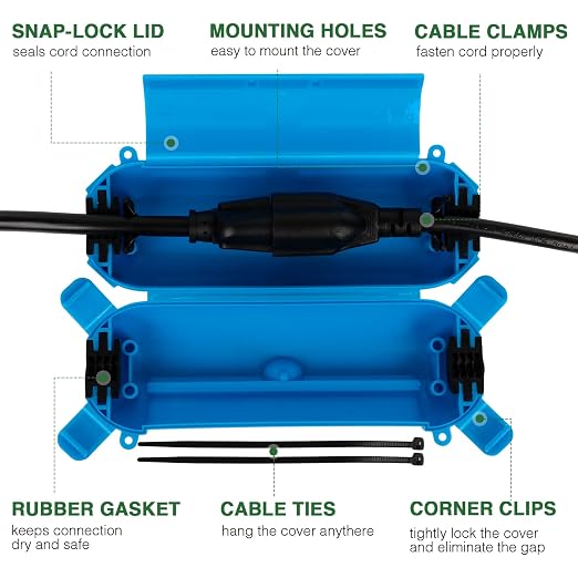 3 Pack Outdoor Extension Cord Waterproof Cover, - Image 2