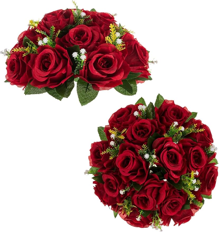 BLOSMON Rose Flower Balls for Table Centerpieces, Reusable | 9.5 Inch, Faux by Blosmon