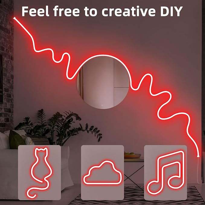 Lamomo Red Led Strip Lights 32.8Ft, 2 Roll Neon Rope Strip 0.39In/Cut, 12V Flex - Image 6