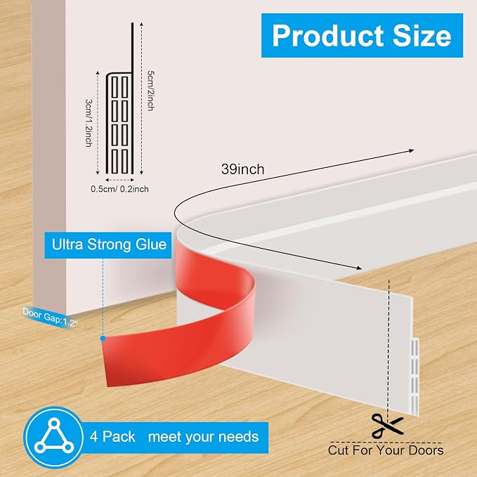 Sightor Door Draft Stopper, 4 Pack Under the Door Draft Blocker | Under Door - Image 2