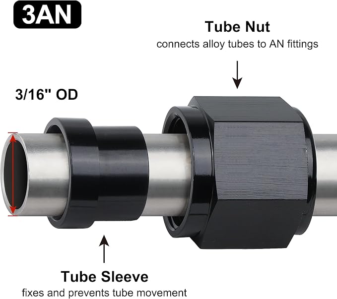 EVIL ENERGY 3AN Female Hardline Tube Nut & Sleeve Aluminum Fitting - Image 4