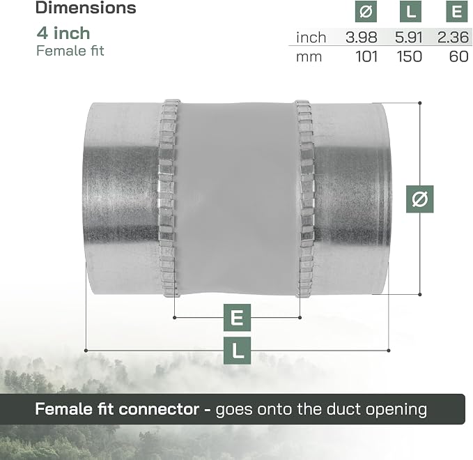 Vent Systems 4" Inch Flexible Vibration-Reducing Female Fit Duct Connector – - Image 2