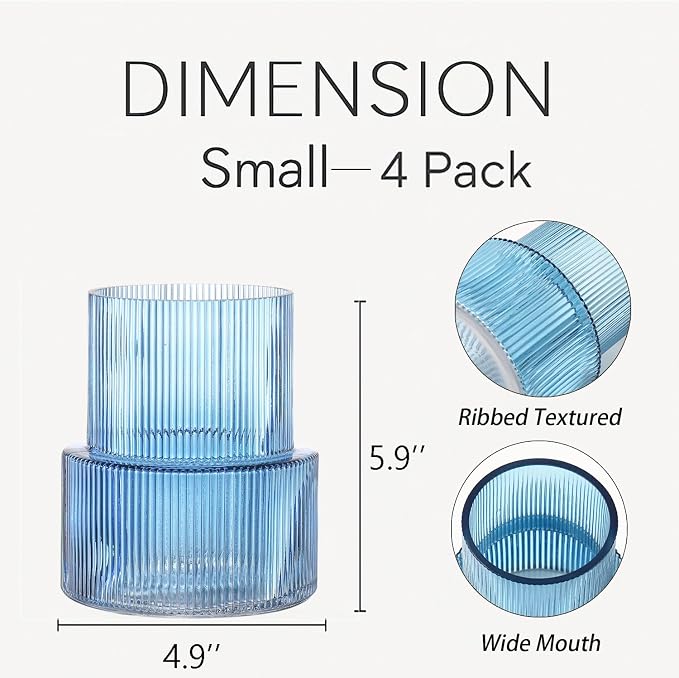 Ribbed Glass Vases, Modern Vase - Image 2