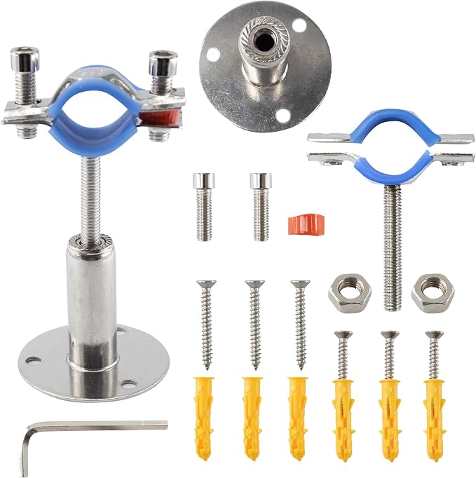 304 Stainless Steel Wall Mount Ceiling Mount Pipe Supports, Adjustable Pipe - Image 3