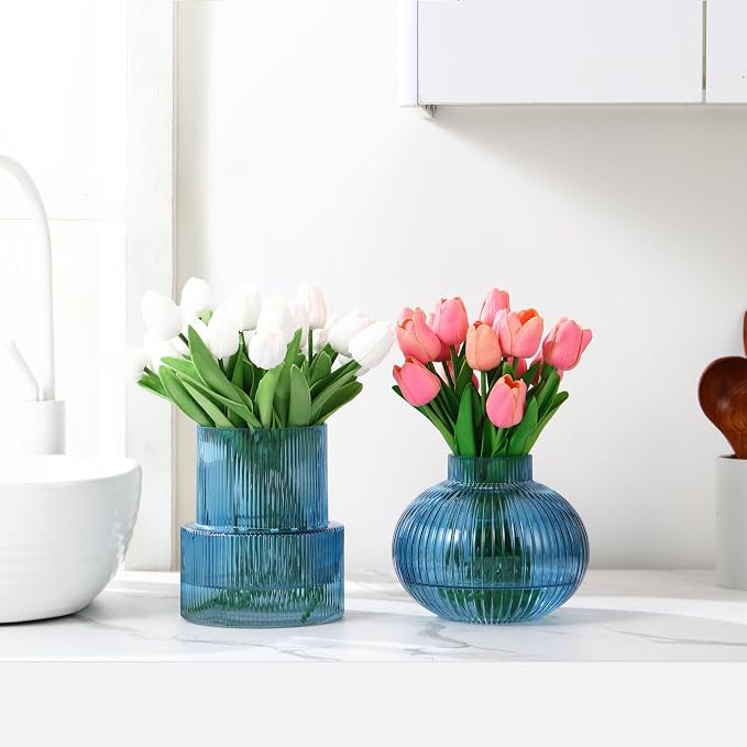 Ribbed Glass Vases, Modern Vase - Image 3