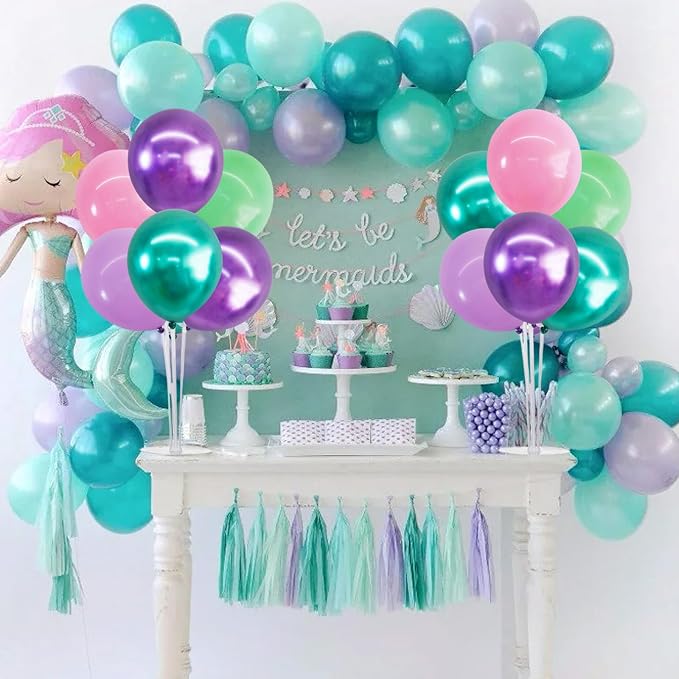 TONIFUL 4 Metallic Purple Pink Green Balloon Stand Centerpiece - Image 6