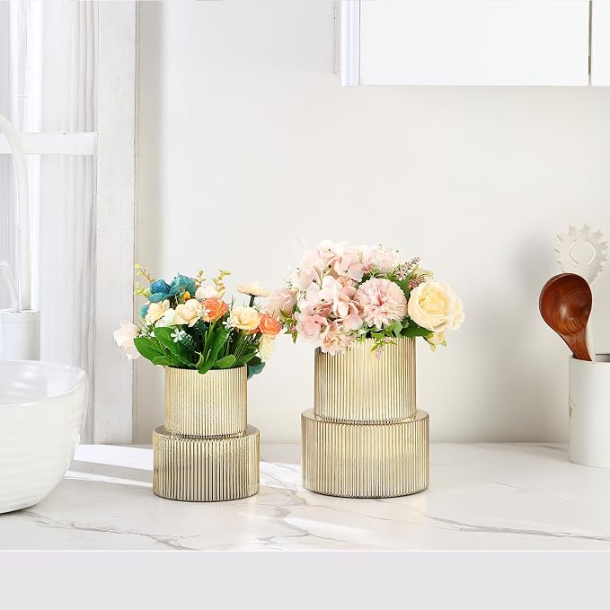 Ribbed Glass Vases for Bouquet, Modern Vase for Living Room, Coffe Table - Image 4