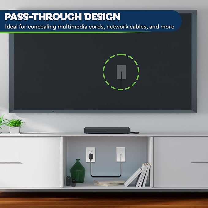 TOPGREENER 1-Gang Flexible Rubber Cable Pass-Through Wall Plate, wall-mount TVs - Image 4