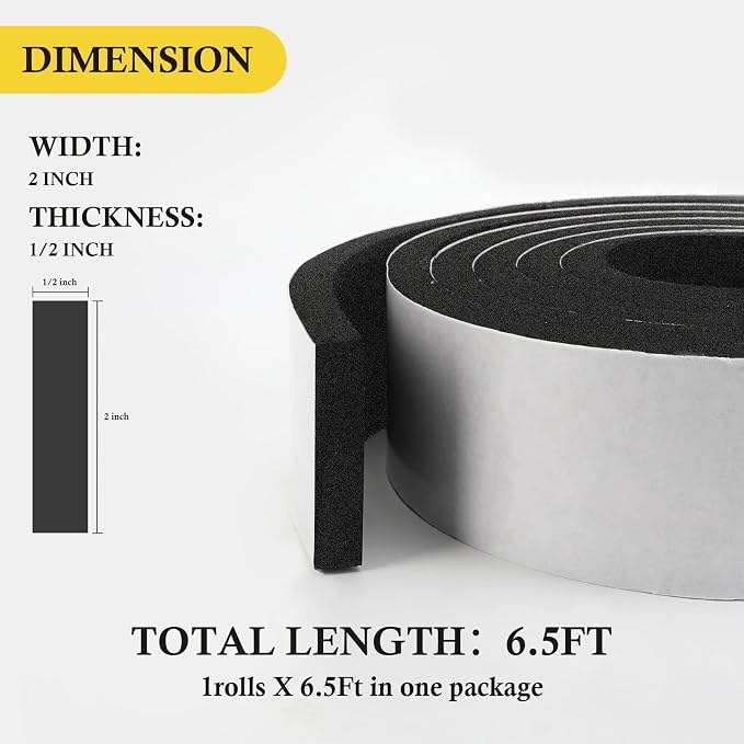 fowong Wide Foam Weather Stripping Tape, Windows and Ac Units, Helps - Image 2