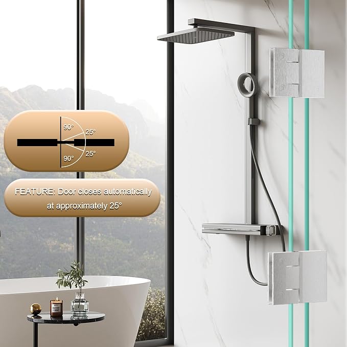 Alise Glass Shower Door Hinge, 180° Hinge - Image 7