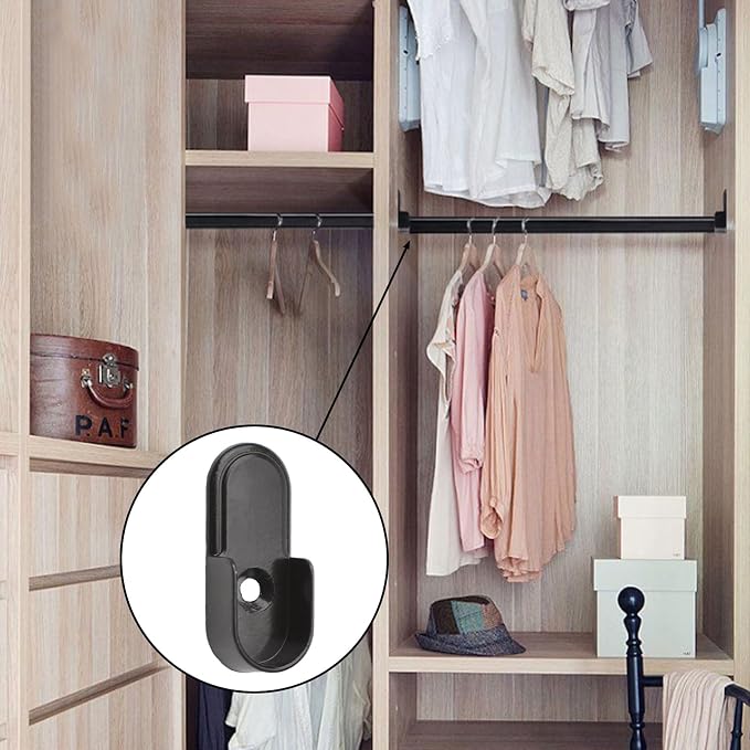 INCREWAY Oval Closet Rod Supports，6PCS Wardrobe Bracket Zinc Alloy Closet Rod - Image 5