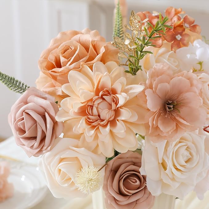 Artificial Flowers Fake Rose Flowers Dahlia - Image 6