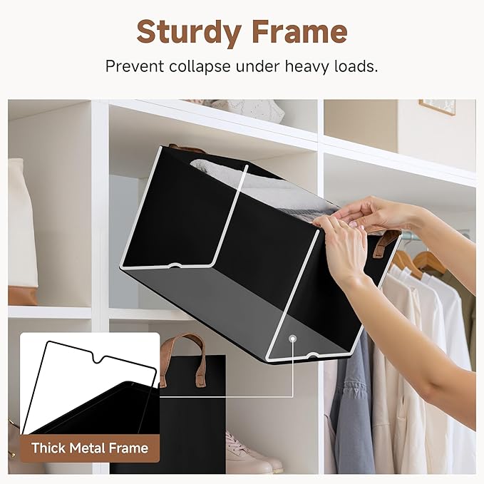 StorageWorks Closet Storage Bins, Metal Frame, Collapsible, Storage Basket - Image 4