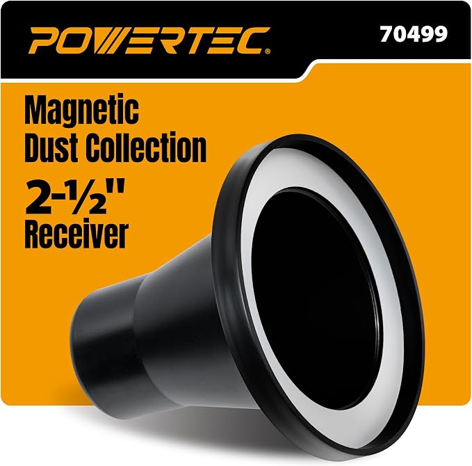 POWERTEC 4” to 2-1/2” Steel Ring Port Receiver, Magnetic Dust Collection Fitting by POWERTEC