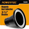 POWERTEC 4” to 2-1/2” Steel Ring Port Receiver, Magnetic Dust Collection Fitting by POWERTEC