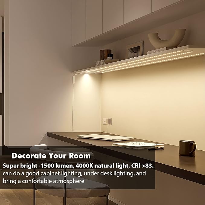 WOBANE Under Cabinet Lights Kit, 20inch 6PCS LED Strip Bars - Image 2