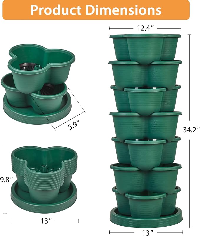 VECELO 7 Tier Vertical Garden Planter, Self Watering Stackable Planters - Image 2