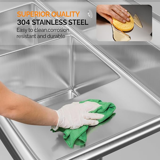 ROVSUN Commercial Sink, Stainless Steel - Image 6