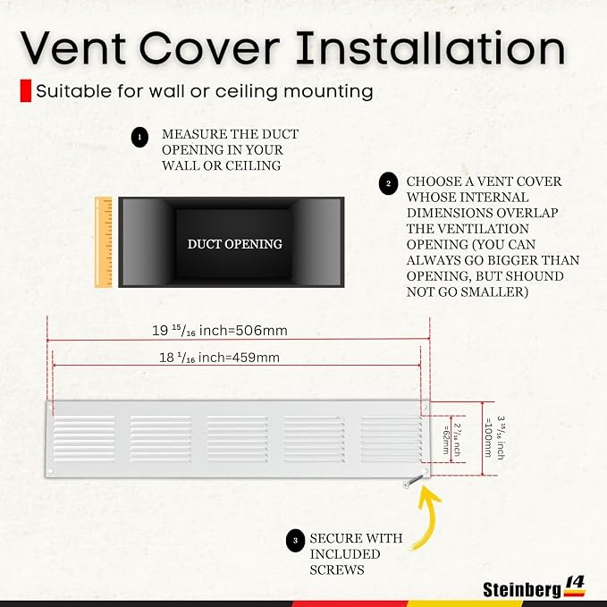 Steinberg14 White Vent Cover 18x2 - Image 5
