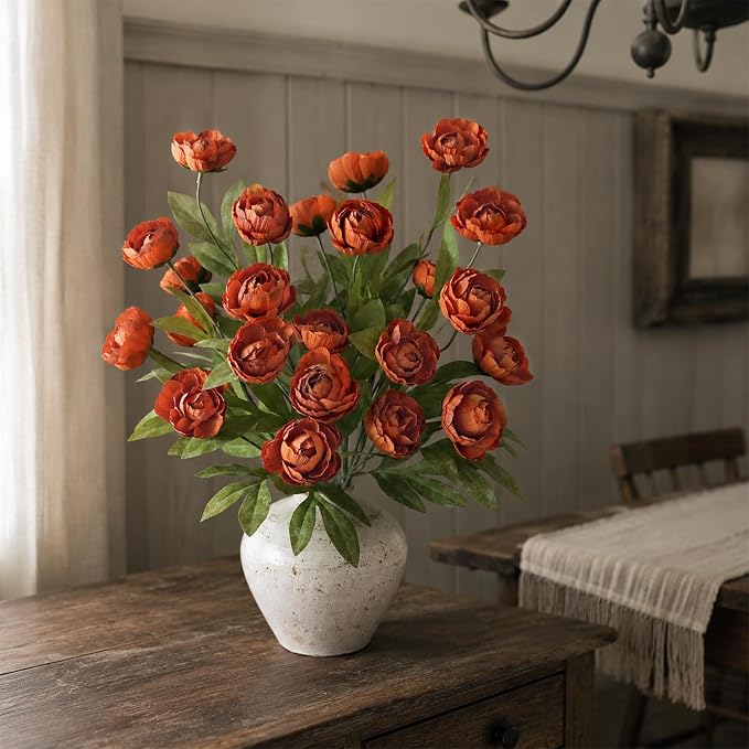 12 Pcs 27" Faux Silk Peony Artificial Fall Flowers Stems - Image 6