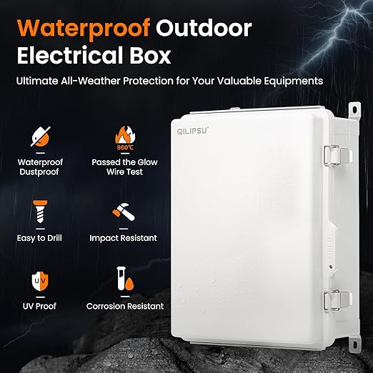 QILIPSU UL94-V0 Outdoor Electrical Box 16.4"x12.4"x7.1" Waterproof Junction Box - Image 3