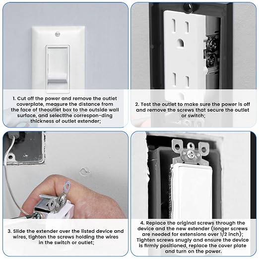 4 Pcs 1/2" Single Gang Box Extender Electrical Box Extender - Image 3
