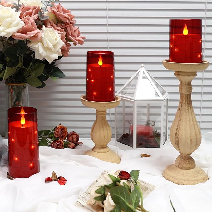 NURADA Flickering Flameless Candles: Built-in Star String Lights Battery - Image 5