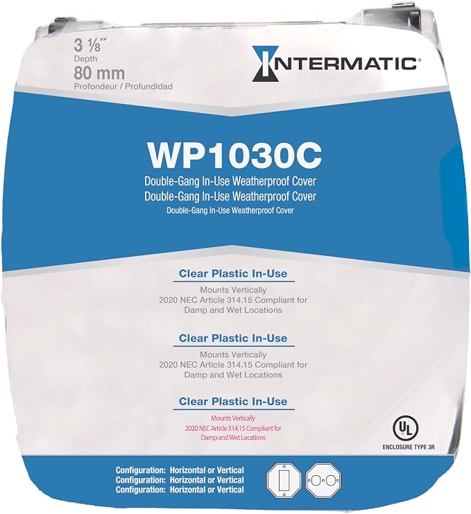 Intermatic WP1030C 3-1/8” Deep Weatherproof Outlet Cover – UV Stabilized Clear - Image 9