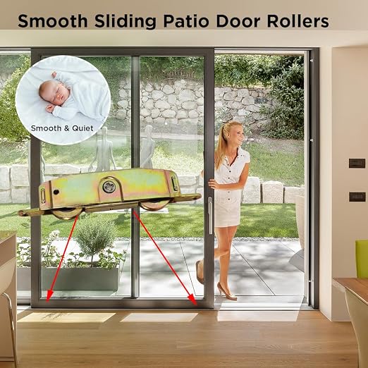 2pcs Heavy Duty Sliding Patio Door Rollers Replacements Hardware Kits, 1-1/4" - Image 2
