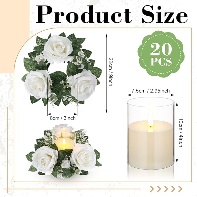 Yunlly 20 Pcs Rose Candle Rings - Image 2