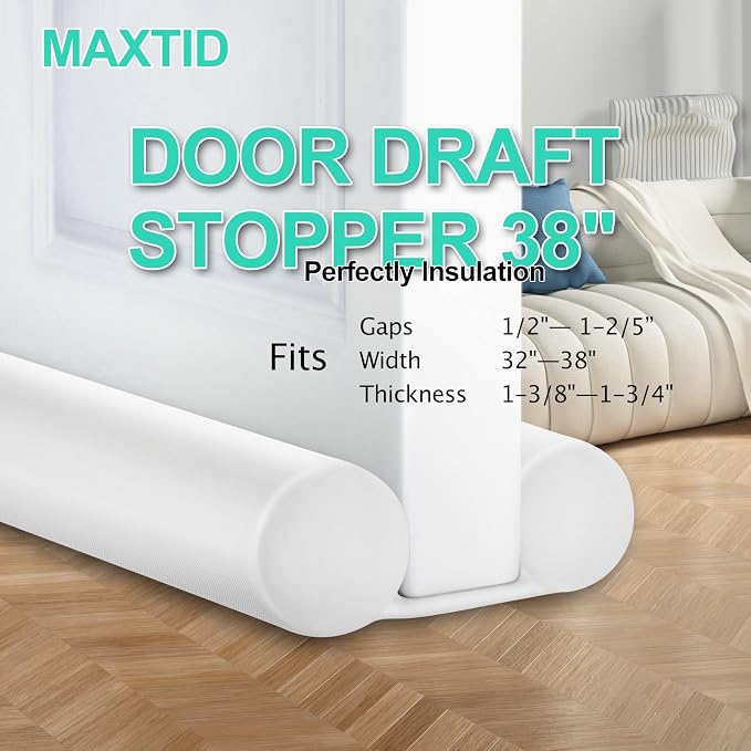 MAXTID White Door Draft Stopper Adjustable 32, 38 Inches, Double Sided | 34 - Image 3