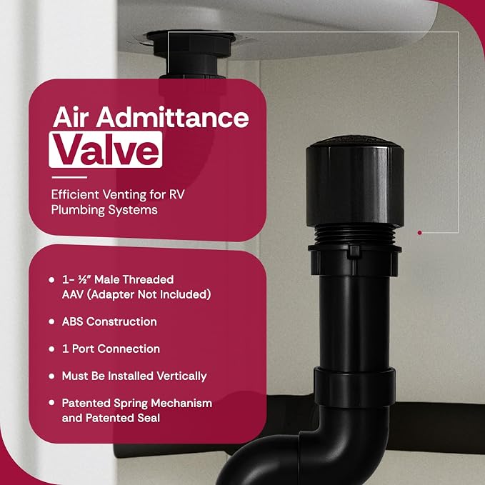 1-1/2" Male Threaded Vent Check 2 Secondary Venting Solution Air Admittance - Image 2