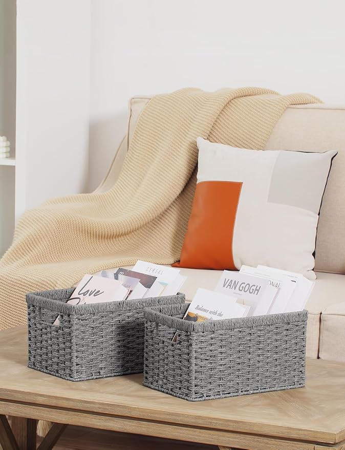 StorageWorks Wicker Storage Baskets, Rectangular Wicker Baskets - Image 5