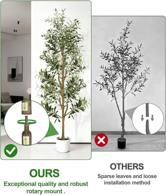 Olive Trees Artificial Indoor 6Ft Tall Faux Plants Large Fake Olivos Tree | - Image 5