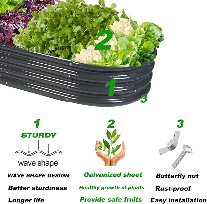 Rakukiri Raised Garden Bed GRS Certified Galvanized Planter Box Outdoor - Image 5