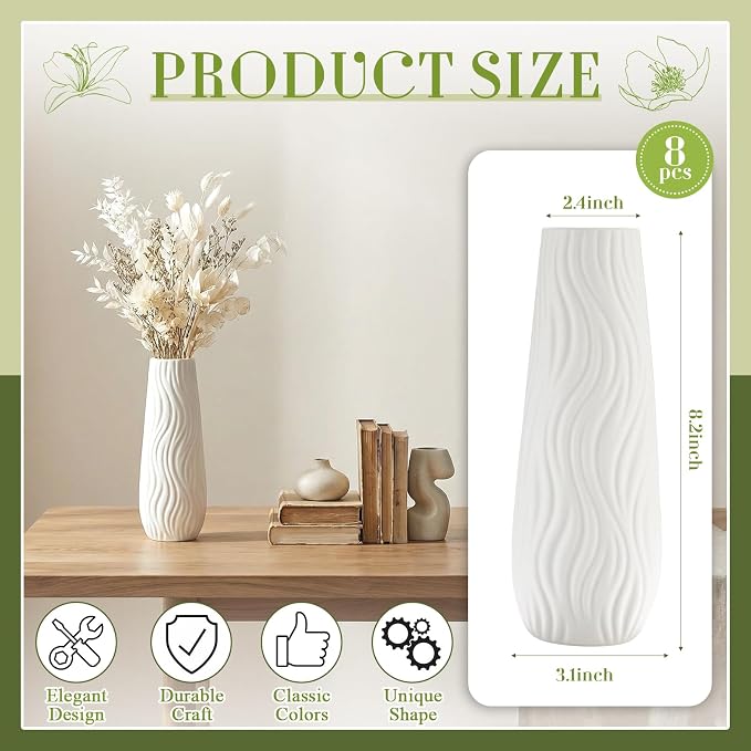 Qinyoung White Ceramic Bud Vase Set of 8 - Image 2