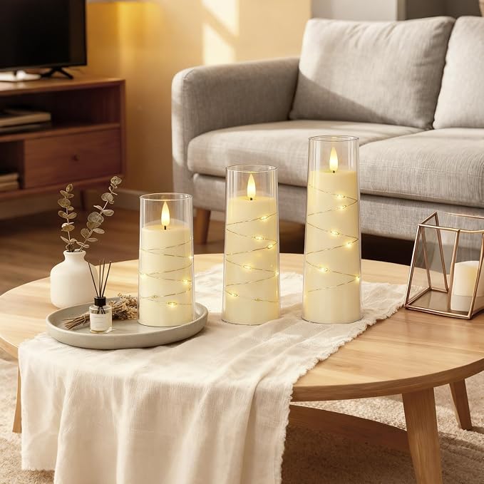 Raycare 9 Pcs Flameless Battery Operated Pillar Candles - Image 3