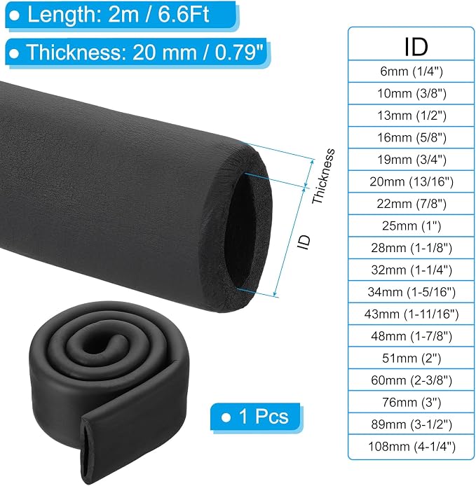 PATIKIL 3" ID x 6.6Ft Pipe Insulation Foam Tubes, Pipe Cover Wrap Roll Bar - Image 2