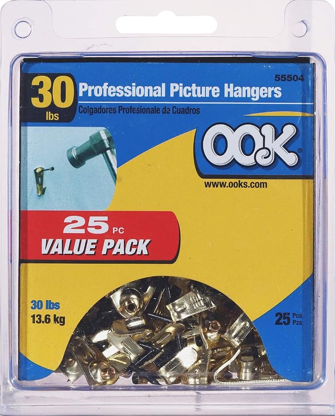 OOK Professional Picture Hangers, 30lb Capacity, 25 Pack, Brass Finish | Steel - Image 4