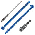 Wensilon 1/4" * 4" Slotted Hex Concrete Screws Anchor Blue Hexagon Head by Wensilon