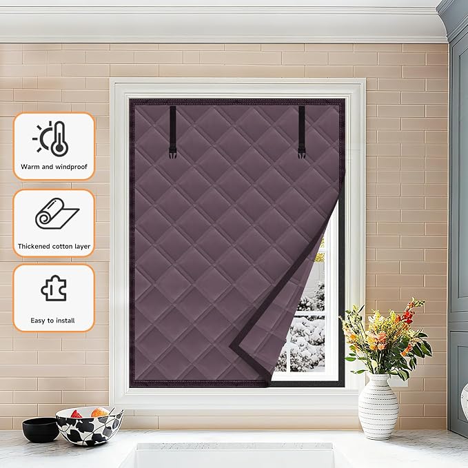Winter Insulated Window Curtain 47"x63", Oxford Cloth Thermal Insulated Window - Image 7