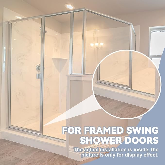 Hicarer 2 Pcs 32'' Chrome Framed Shower Door Replacement Drip Rail - Image 5