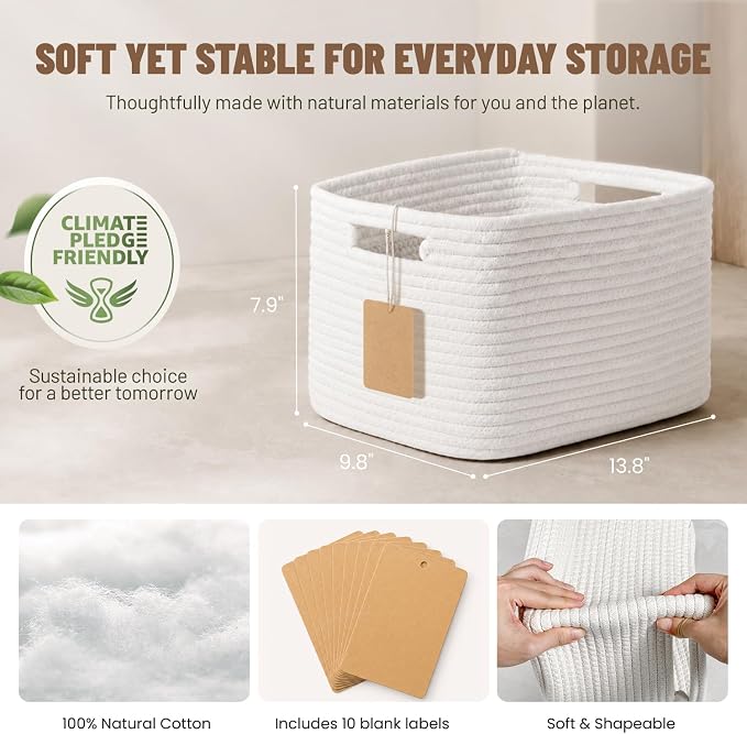 5 Pack Woven Storage Baskets, Decorative Storage Bins - Image 3