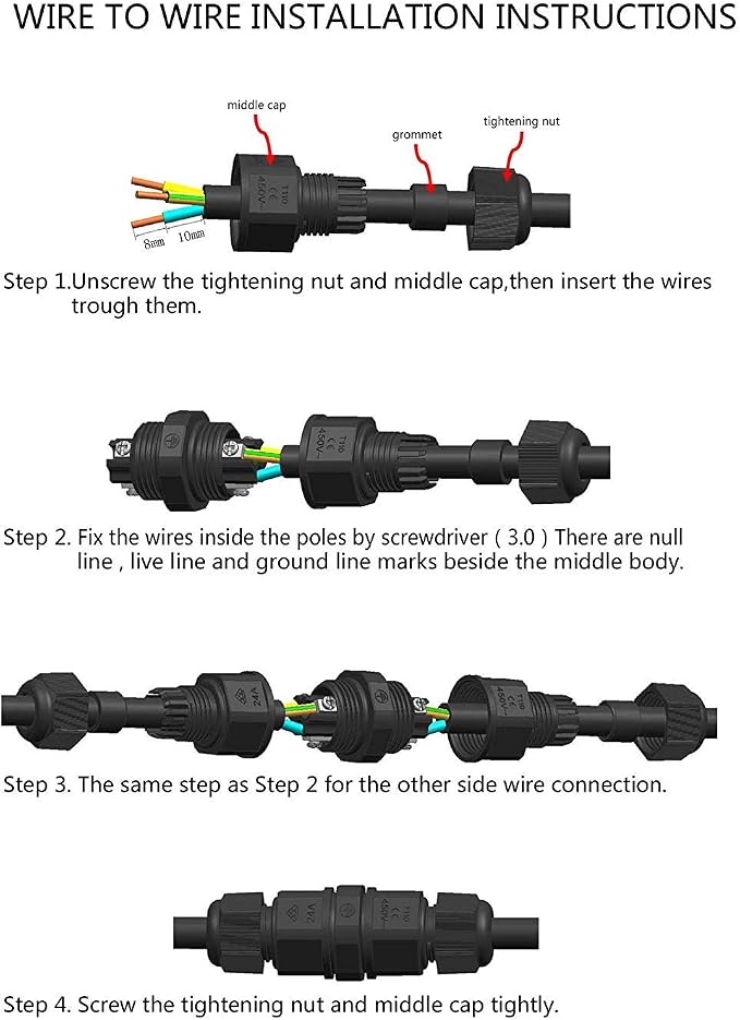 Waterproof Extension Cord Connectors, IP68 Waterproof Junction Box | Extension - Image 6