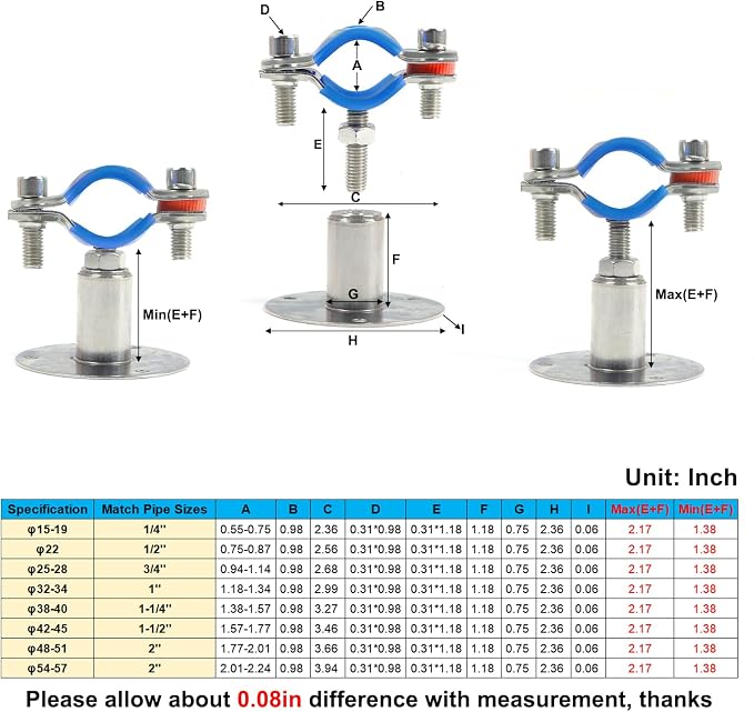 4PCS 304 Stainless Steel Wall Mount Ceiling Mount Pipe Supports, Suitable - Image 2