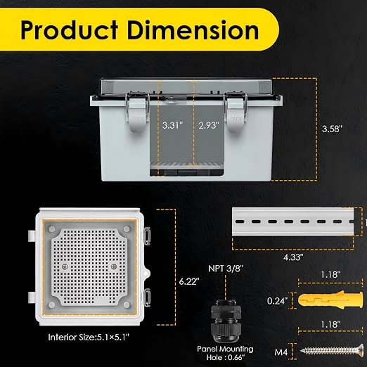IP67 Outdoor Electrical Junction Box Waterproof 5.9"x5.9"x3.5" | Weatherproof - Image 3